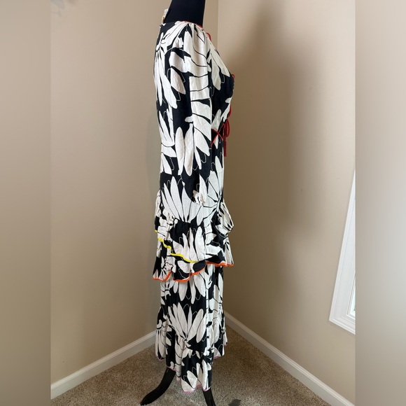 FARM Rio Black and White Floral Dress with Red Accents - Picture 9 of 14
